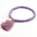 2021 Hot Selling Bohemian Rainbow Colorful Conch Tassel Bracelet for Vacation
